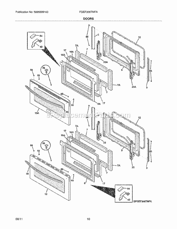 Frigidaire FGEF306TMFA Range Doors Diagram