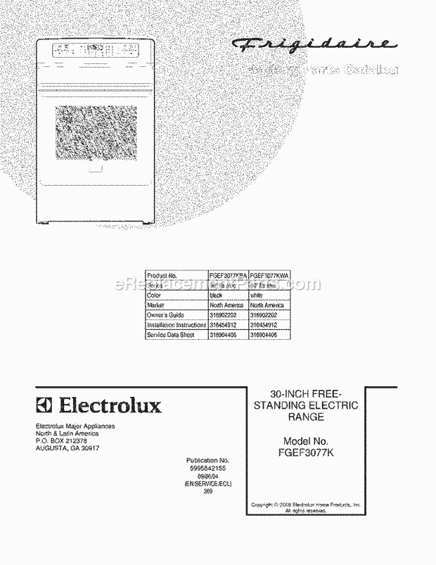 Frigidaire FGEF3077KBA Range Page C Diagram