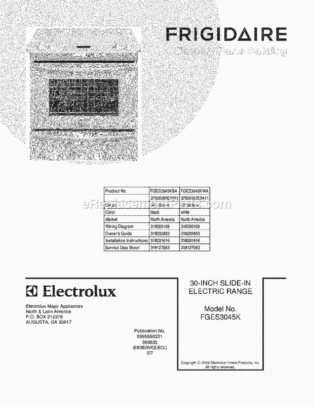 Frigidaire FGES3045KBA Range Page C Diagram