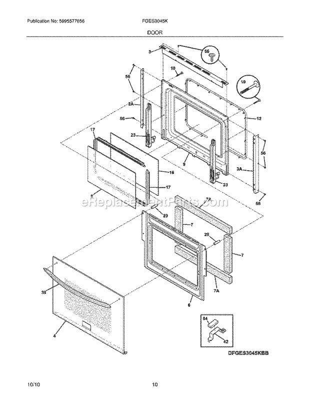 Frigidaire FGES3045KBB Range Door Diagram