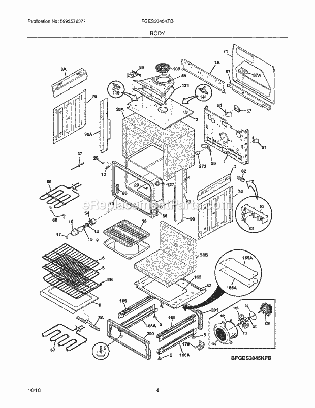 Frigidaire FGES3045KFB Range Body Diagram