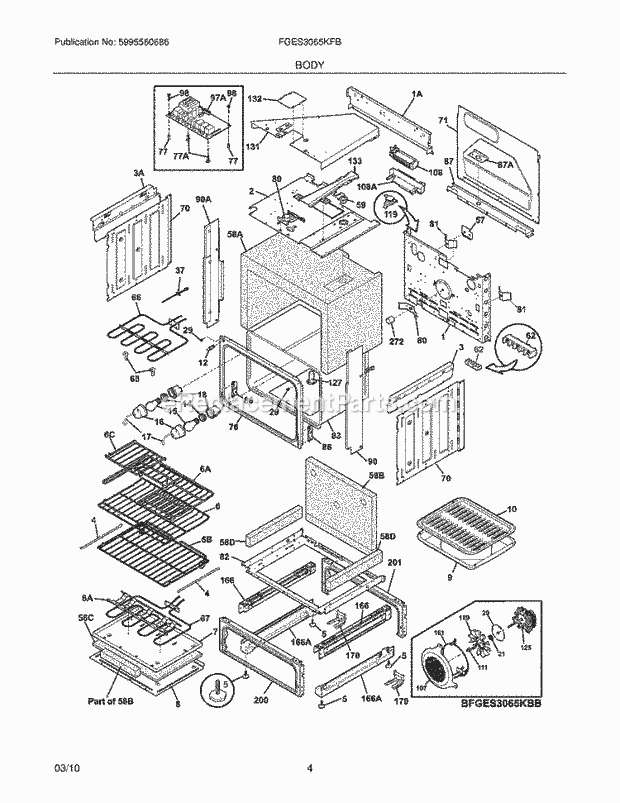 Frigidaire FGES3065KFB Range Body Diagram