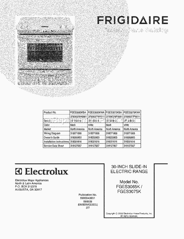 Frigidaire FGES3075KBA Range Page C Diagram