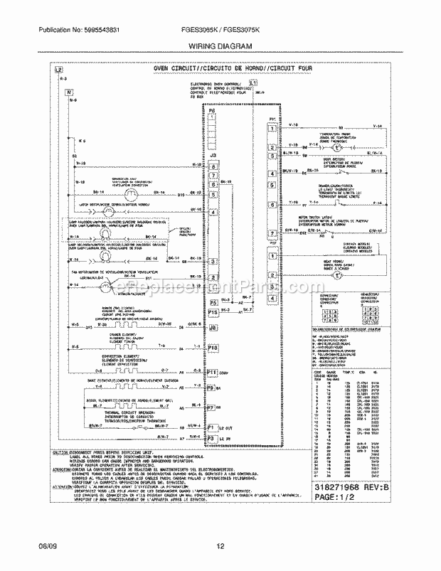 Frigidaire FGES3075KBA Range Page G Diagram