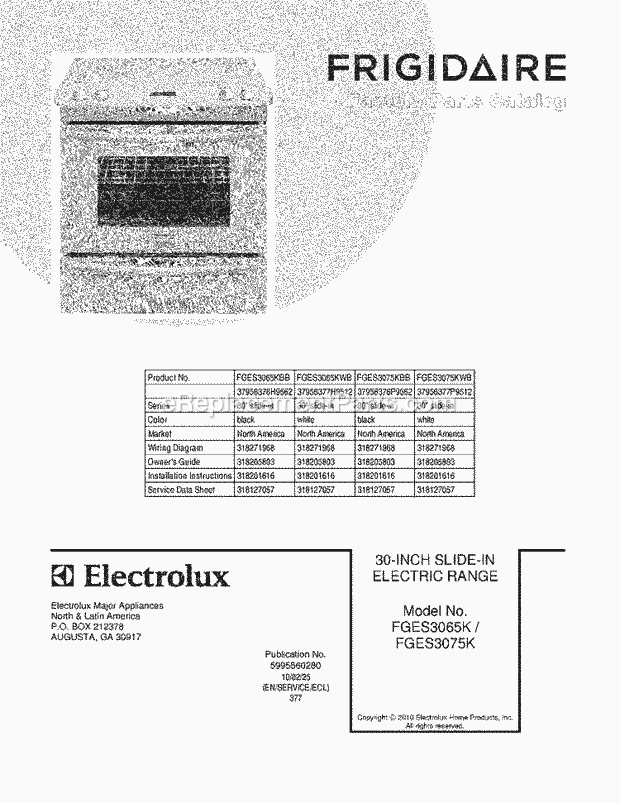 Frigidaire FGES3075KWB Range Page C Diagram