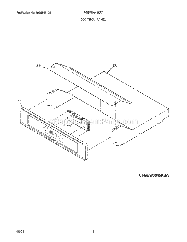 Frigidaire FGEW3045KFA Range Control Panel Diagram