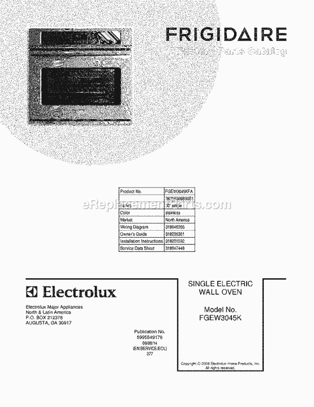 Frigidaire FGEW3045KFA Range Page C Diagram