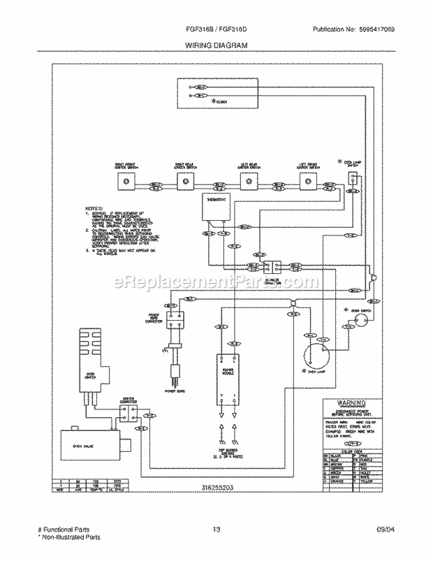 Frigidaire FGF316BSE Freestanding, Gas Gas Range Page G Diagram