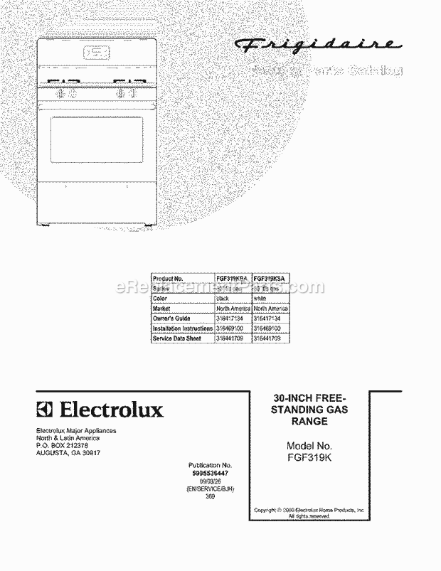 Frigidaire FGF319KSA Range Page D Diagram