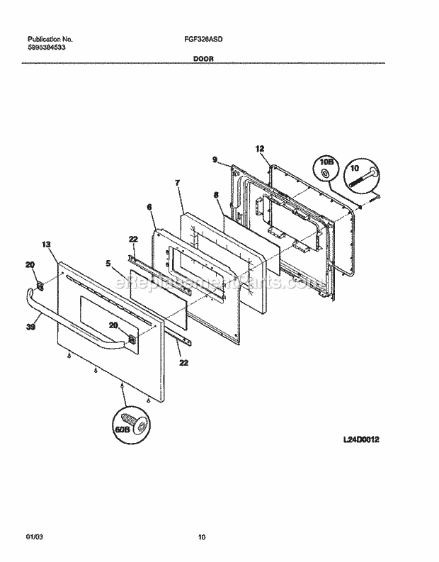 Frigidaire FGF326AWD Freestanding, Gas Gas Range Page F Diagram