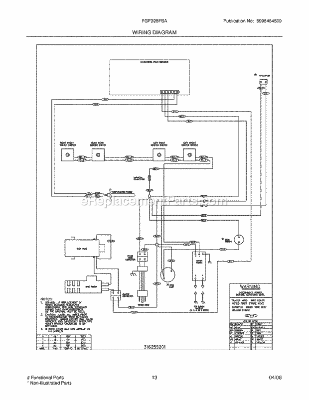 Frigidaire FGF328FBA Freestanding, Gas Gas Range Page G Diagram