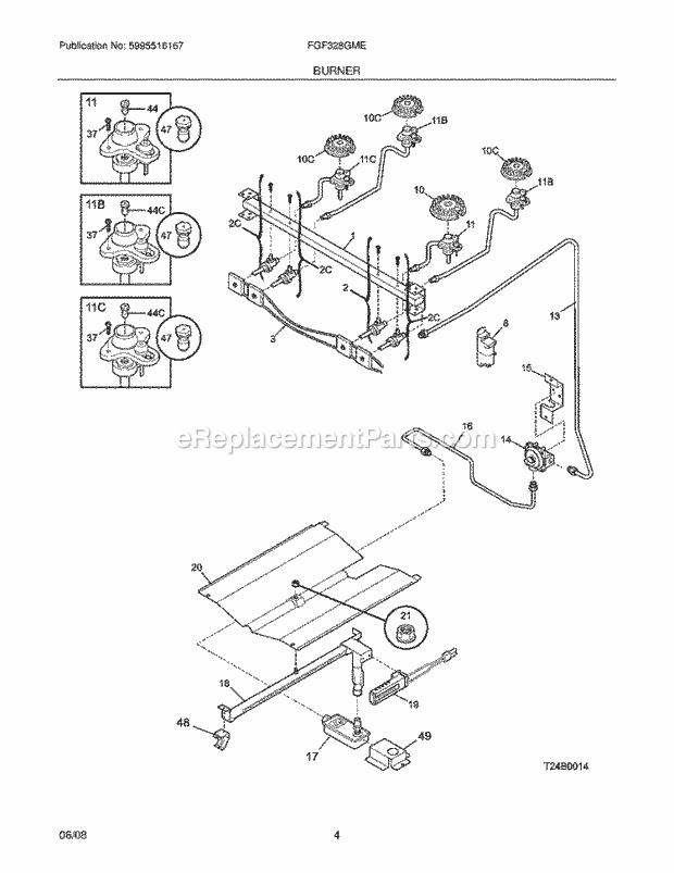 Frigidaire FGF328GME Range Burner Diagram