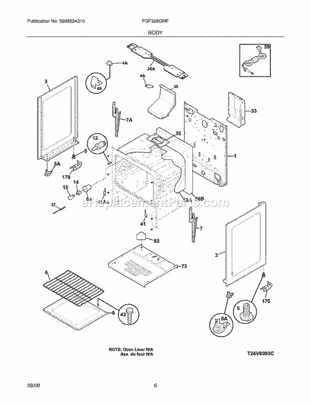 Frigidaire FGF328GMF Range Body Diagram