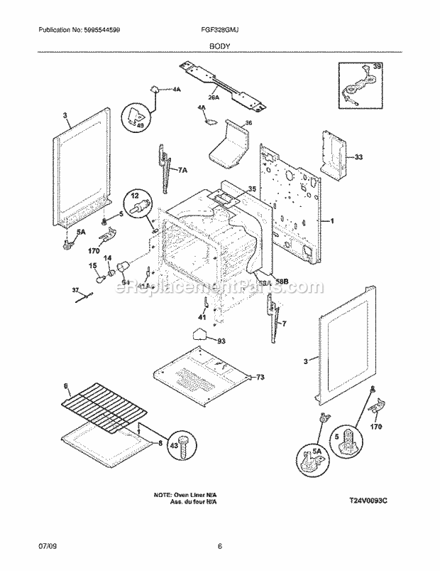 Frigidaire FGF328GMJ Range Body Diagram