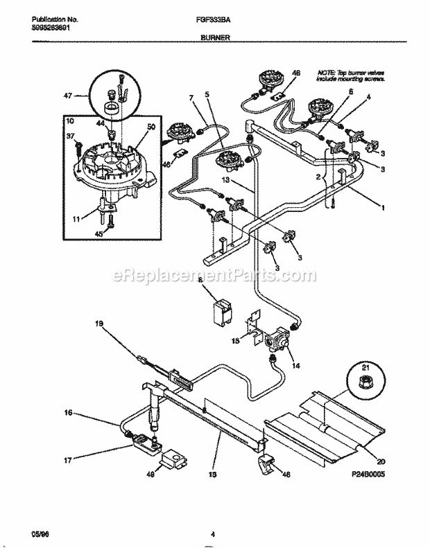 Frigidaire FGF333BAWD Freestanding, Gas Frigidaire Gas Range Burner Diagram