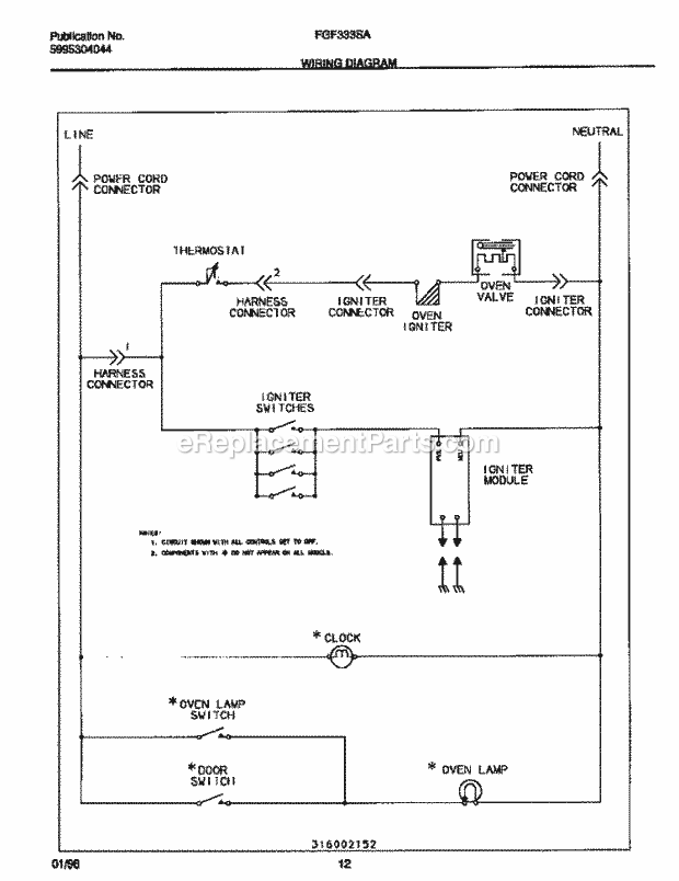 Frigidaire FGF333SAWJ Freestanding, Gas Gas Range Page G Diagram