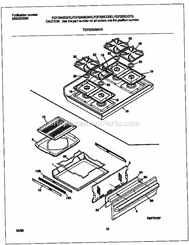 Frigidaire FGF335CGSG Freestanding, Gas Gas Range Page F Diagram