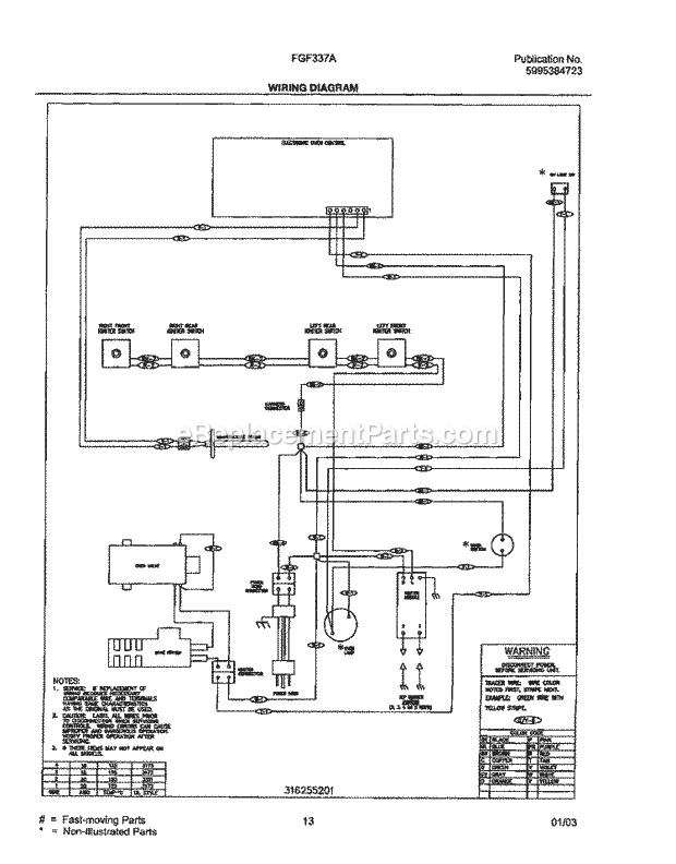 Frigidaire FGF337ABE Freestanding, Gas Gas Range Page G Diagram