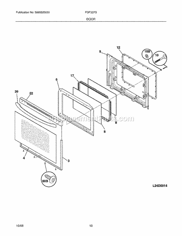 Frigidaire FGF337GBD Range Door Diagram