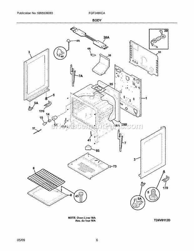 Frigidaire FGF348KCA Range Body Diagram