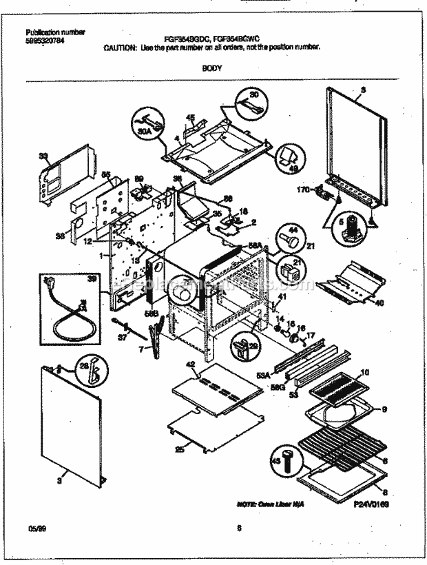 Frigidaire FGF354BGDC Freestanding, Gas Frigidaire/Gas Range Body Diagram