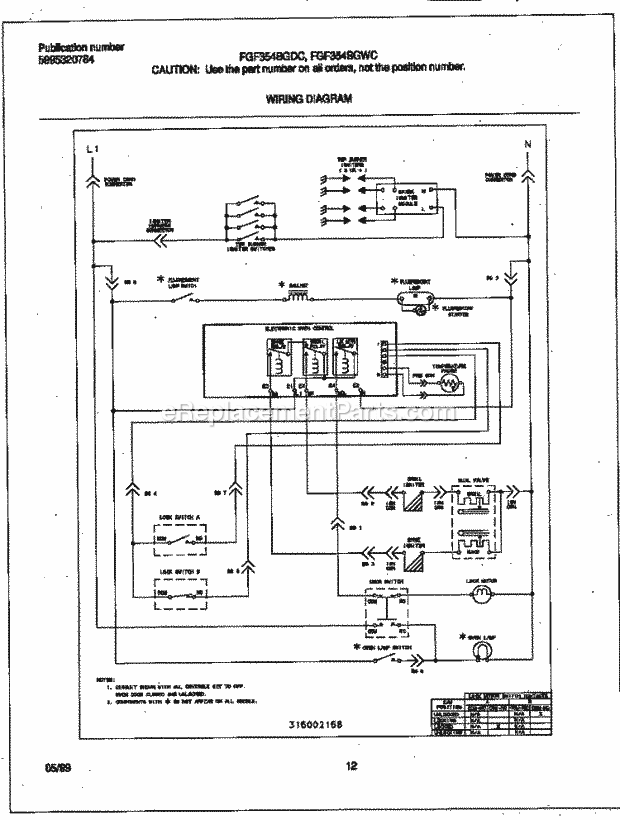 Frigidaire FGF354BGDC Freestanding, Gas Frigidaire/Gas Range Page G Diagram