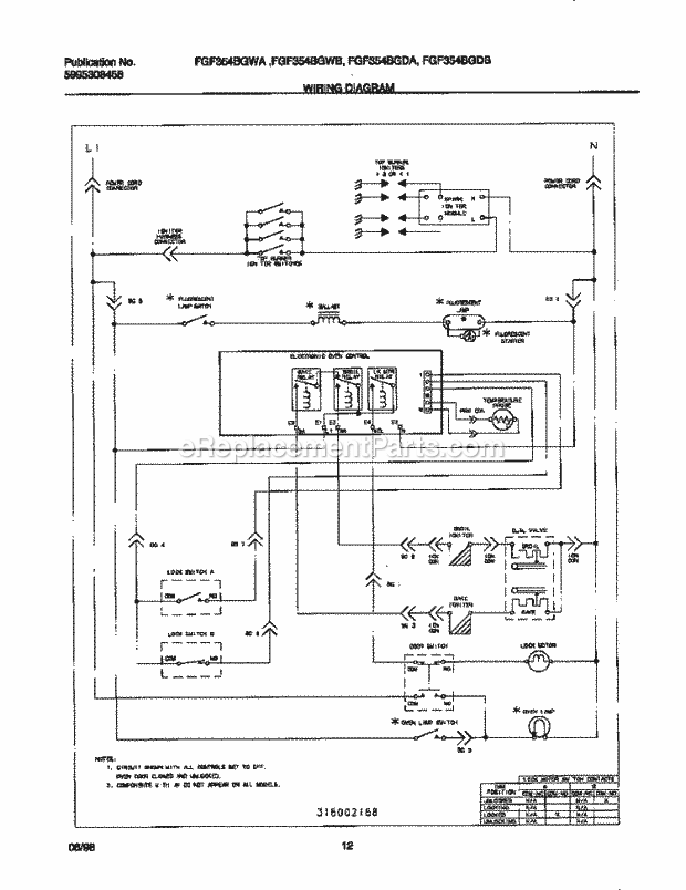 Frigidaire FGF354BGWB Freestanding, Gas Gas Range Page G Diagram
