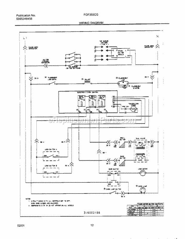 Frigidaire FGF355CGSG Freestanding, Gas Gas Range Page G Diagram