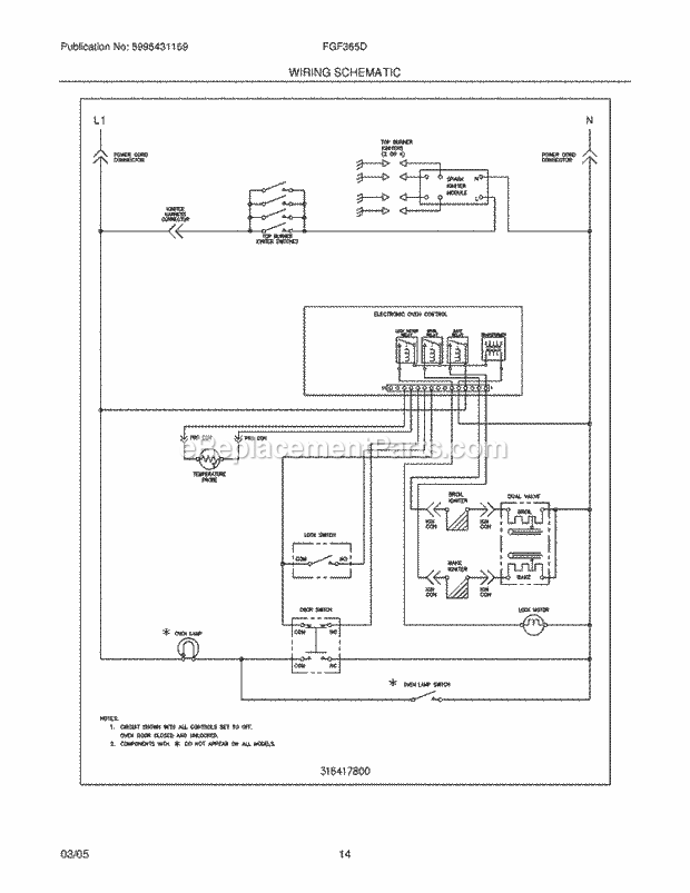 Frigidaire FGF365DQC Freestanding, Gas Gas Range Page H Diagram