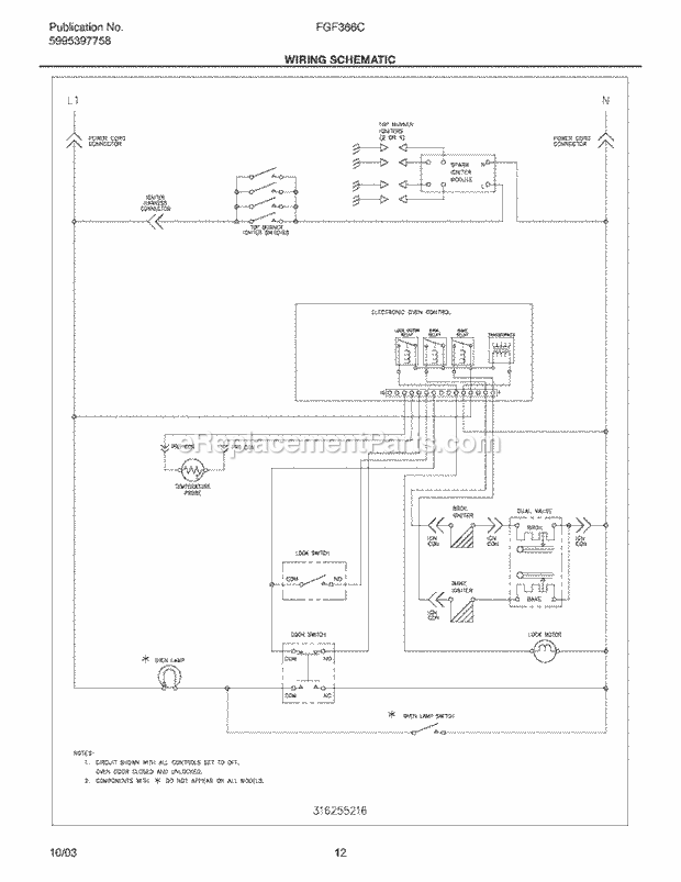 Frigidaire FGF366CSC Freestanding, Gas Gas Range Page H Diagram