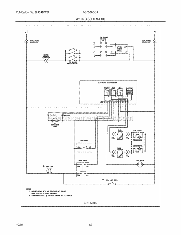 Frigidaire FGF366DCA Freestanding, Gas Gas Range Page H Diagram