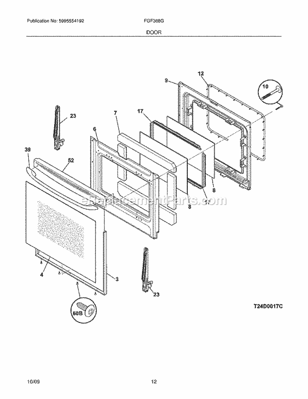 Frigidaire FGF368GSJ Range Door Diagram