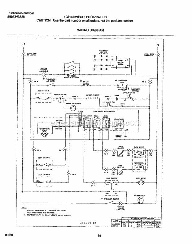 Frigidaire FGF379WECR Freestanding, Gas Range Page G Diagram