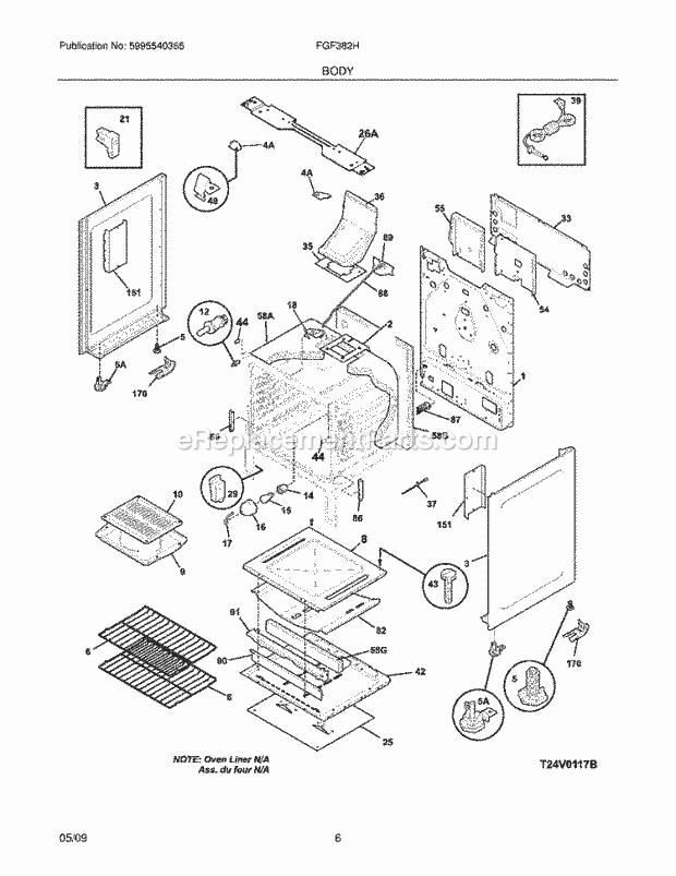 Frigidaire FGF382HBD Range Body Diagram