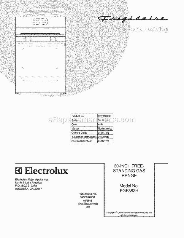 Frigidaire FGF382HSE Range Page D Diagram