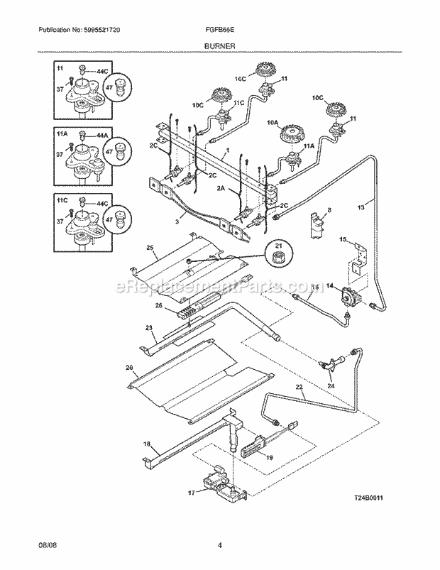 Frigidaire FGFB66ECK Range Burner Diagram