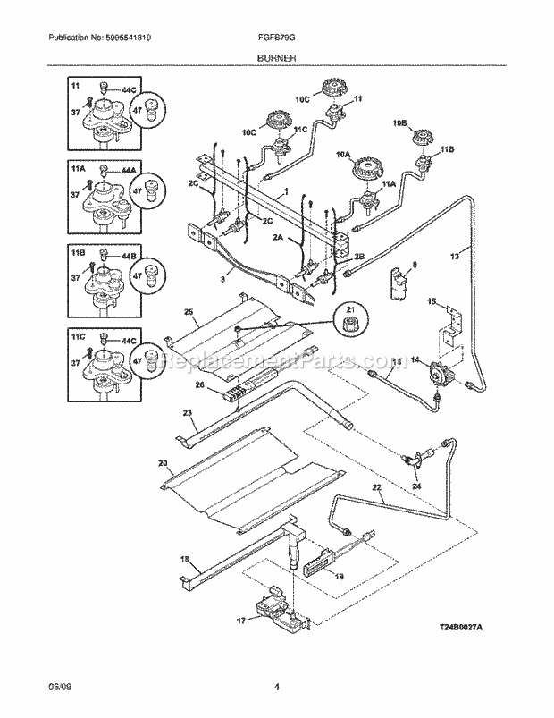 Frigidaire FGFB79GCG Range Burner Diagram