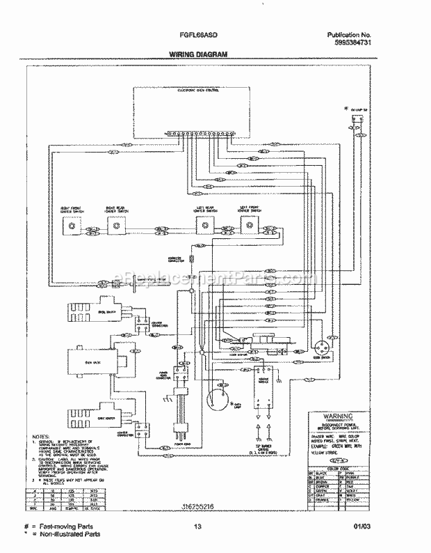 Frigidaire FGFL66ASD Freestanding, Gas Range Page G Diagram