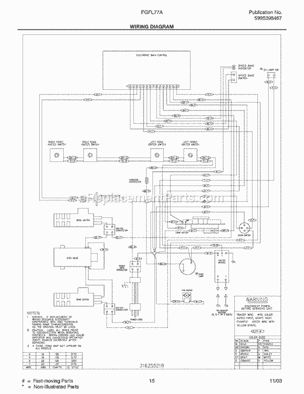 Frigidaire FGFL77ABF Freestanding, Gas Gas Range Page G Diagram