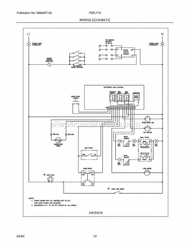 Frigidaire FGFL77ABH Freestanding, Gas Gas Range Page H Diagram