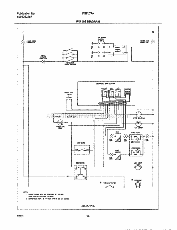 Frigidaire FGFL77AQD Freestanding, Gas Range Page G Diagram