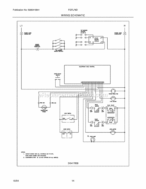 Frigidaire FGFL79DBA Freestanding, Gas Gas Range Page H Diagram