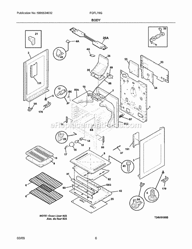 Frigidaire FGFL79GQE Range Body Diagram