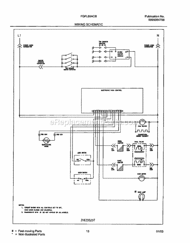 Frigidaire FGFL88ACB Freestanding, Gas Range Page H Diagram