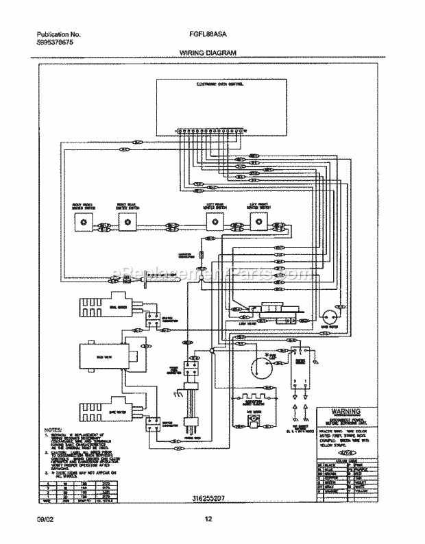 Frigidaire FGFL88ASA Freestanding, Gas Range Page G Diagram