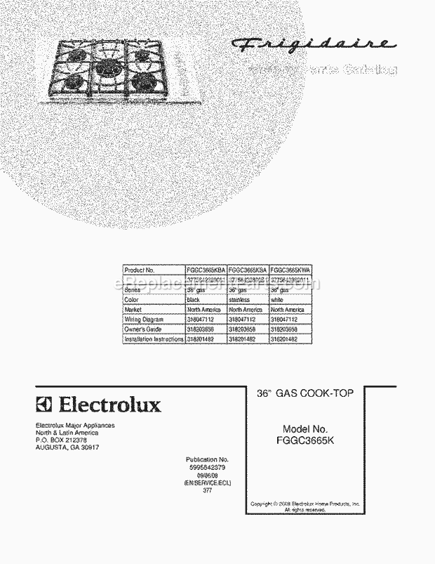 Frigidaire FGGC3665KBA Range Page B Diagram