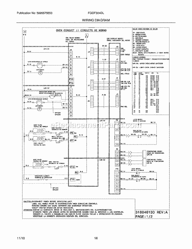 Frigidaire FGGF304DLW1 Range Page G Diagram