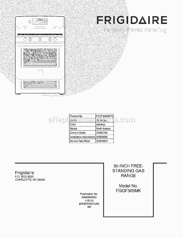 Frigidaire FGGF305MKFM Range Page D Diagram