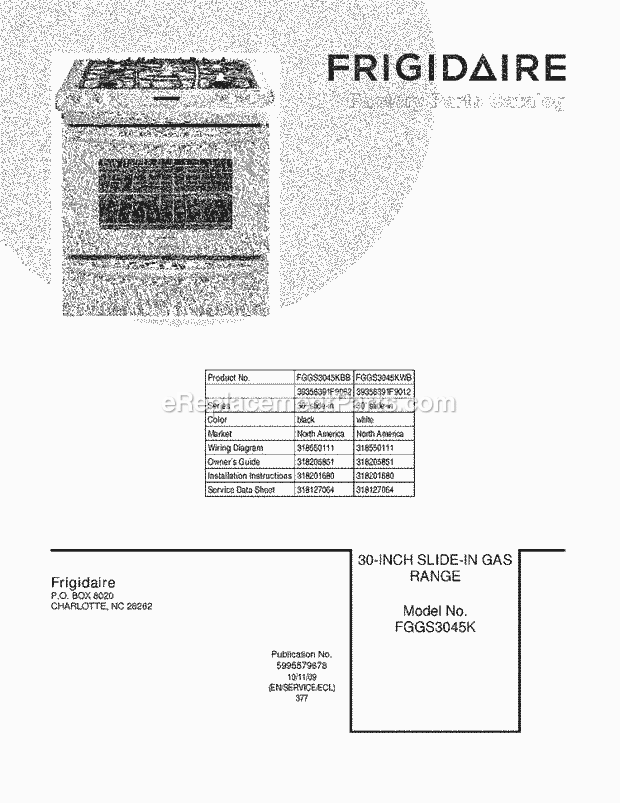 Frigidaire FGGS3045KWB Range Page D Diagram