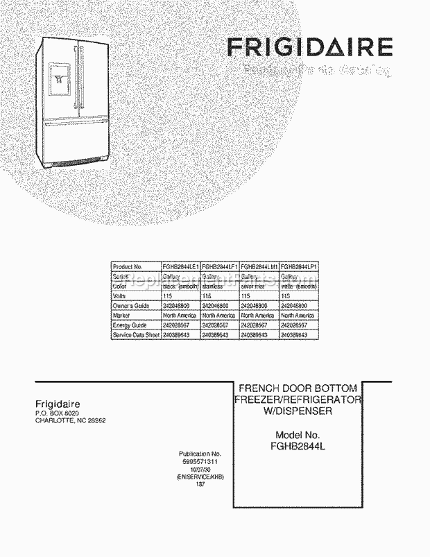 Frigidaire FGHB2844LM1 Refrigerator Page C Diagram